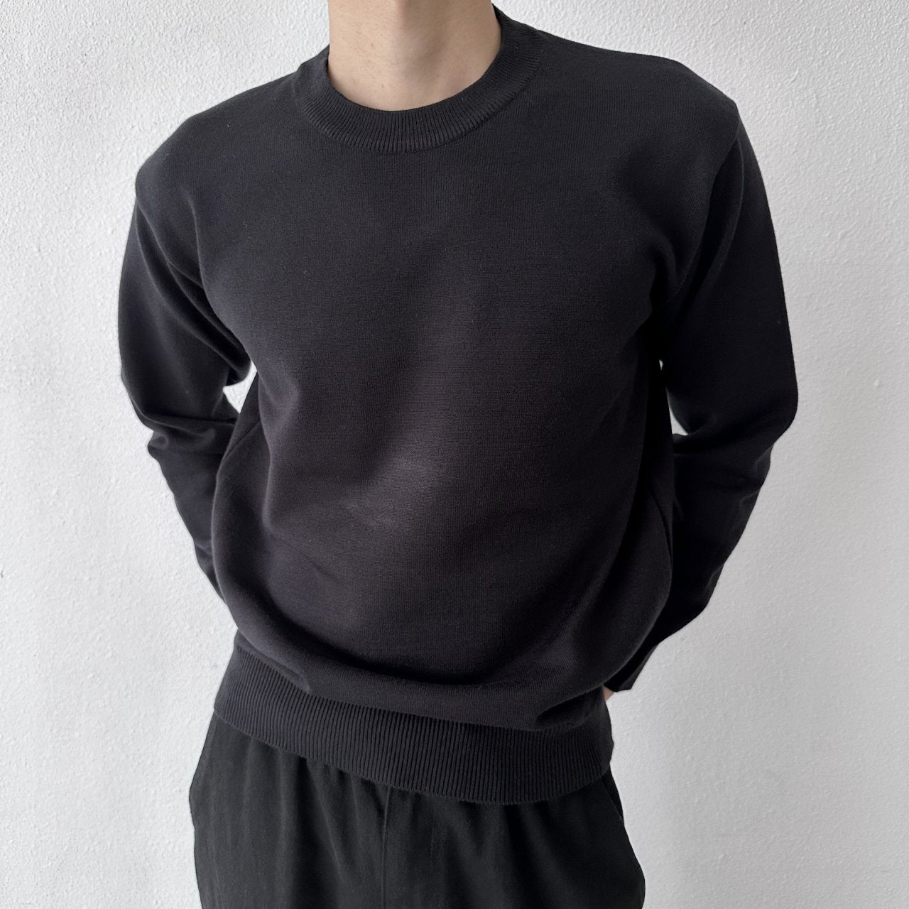 クリーンラウンドニット BLACK 1