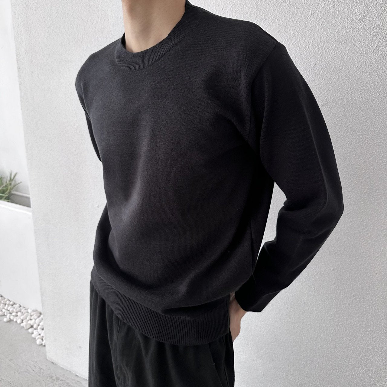クリーンラウンドニット BLACK 2