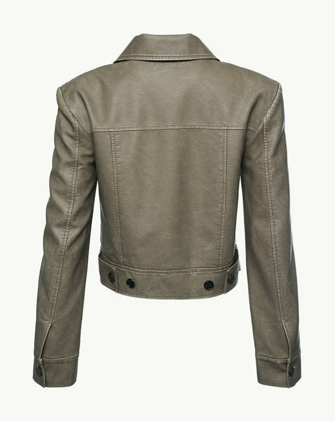 [BLOSSOM H COMPANY 2024SS] SANDING LEATHER CROP JACKET