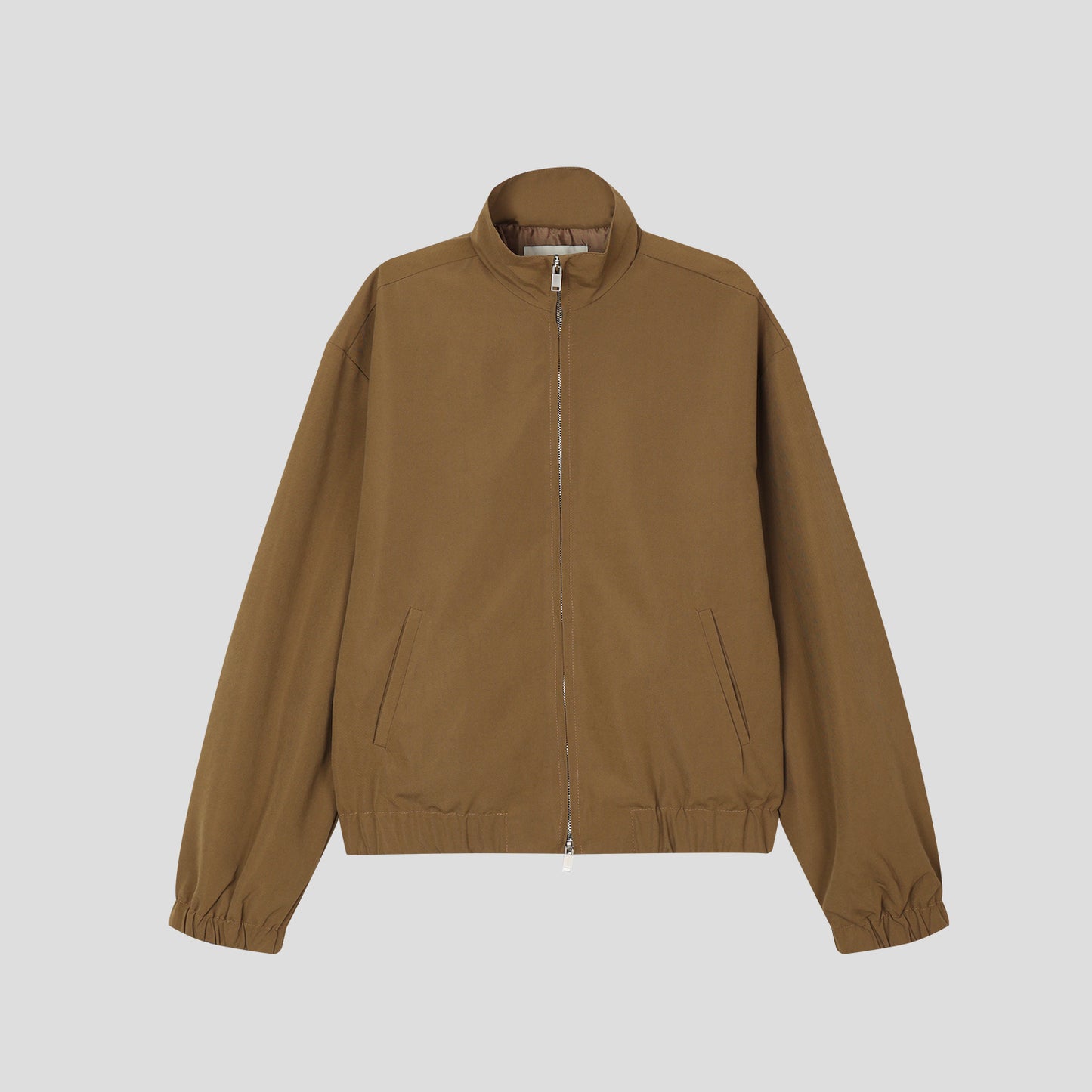 Stand Collar Zip-Up Blouson BEIGE フロントスタイル