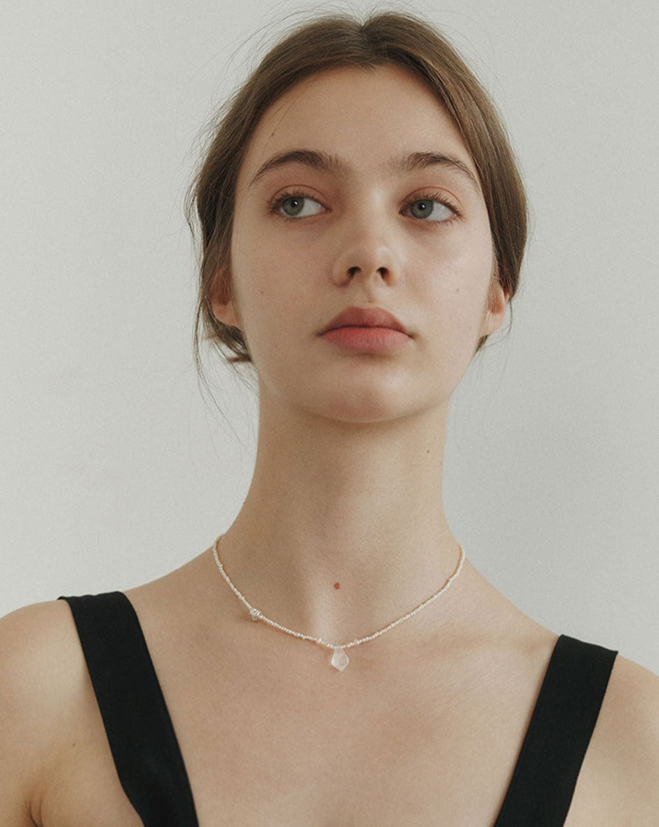 [BORNETE SEASON 23-013] 23SS Brut-nah natural pearl silver necklace