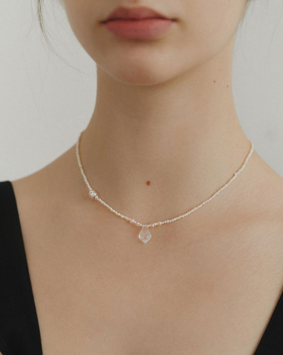【BORNETE SEASON 23-013】23SS Brut-nah natural pearl silver necklace