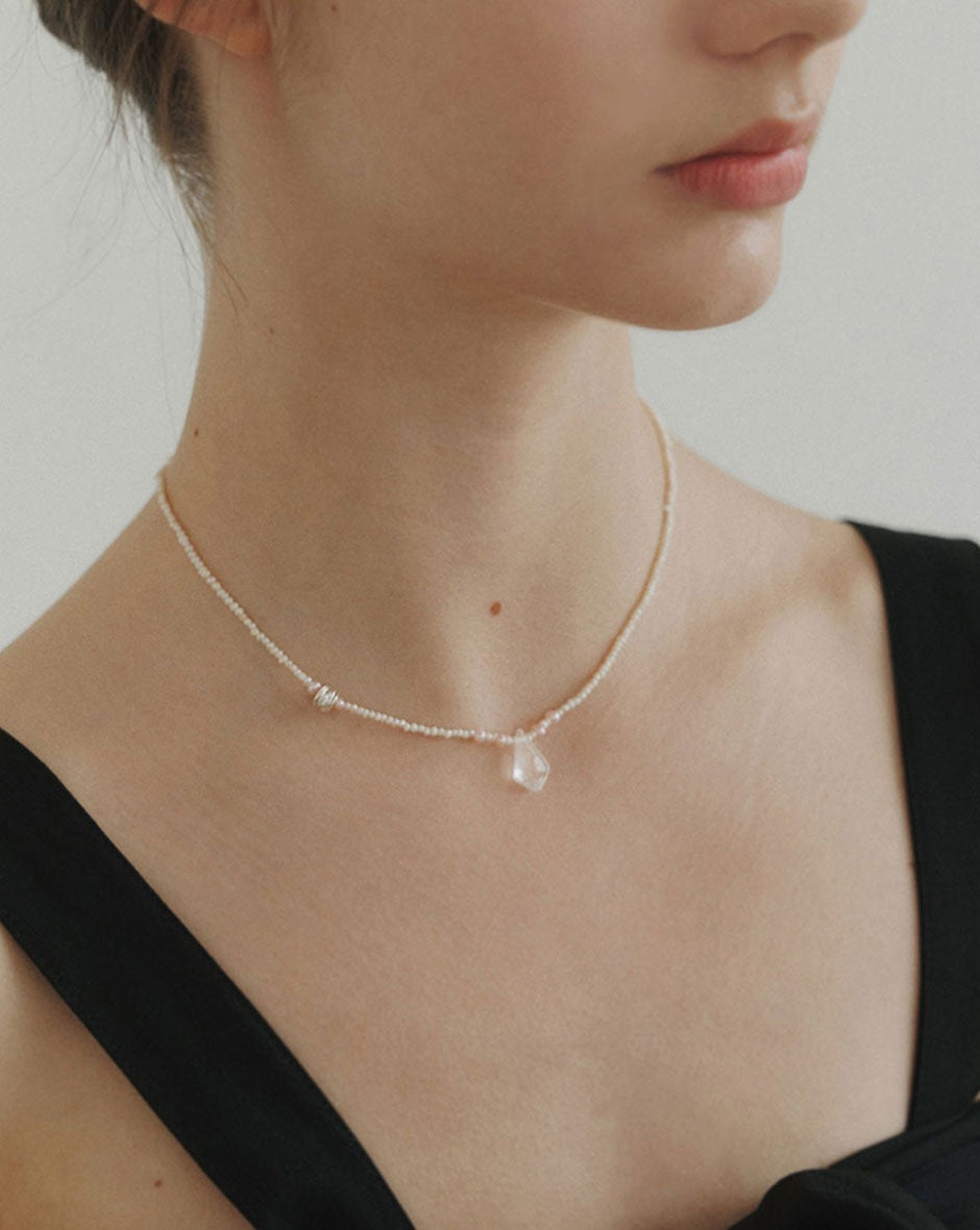 [BORNETE SEASON 23-013] 23SS Brut-nah natural pearl silver necklace