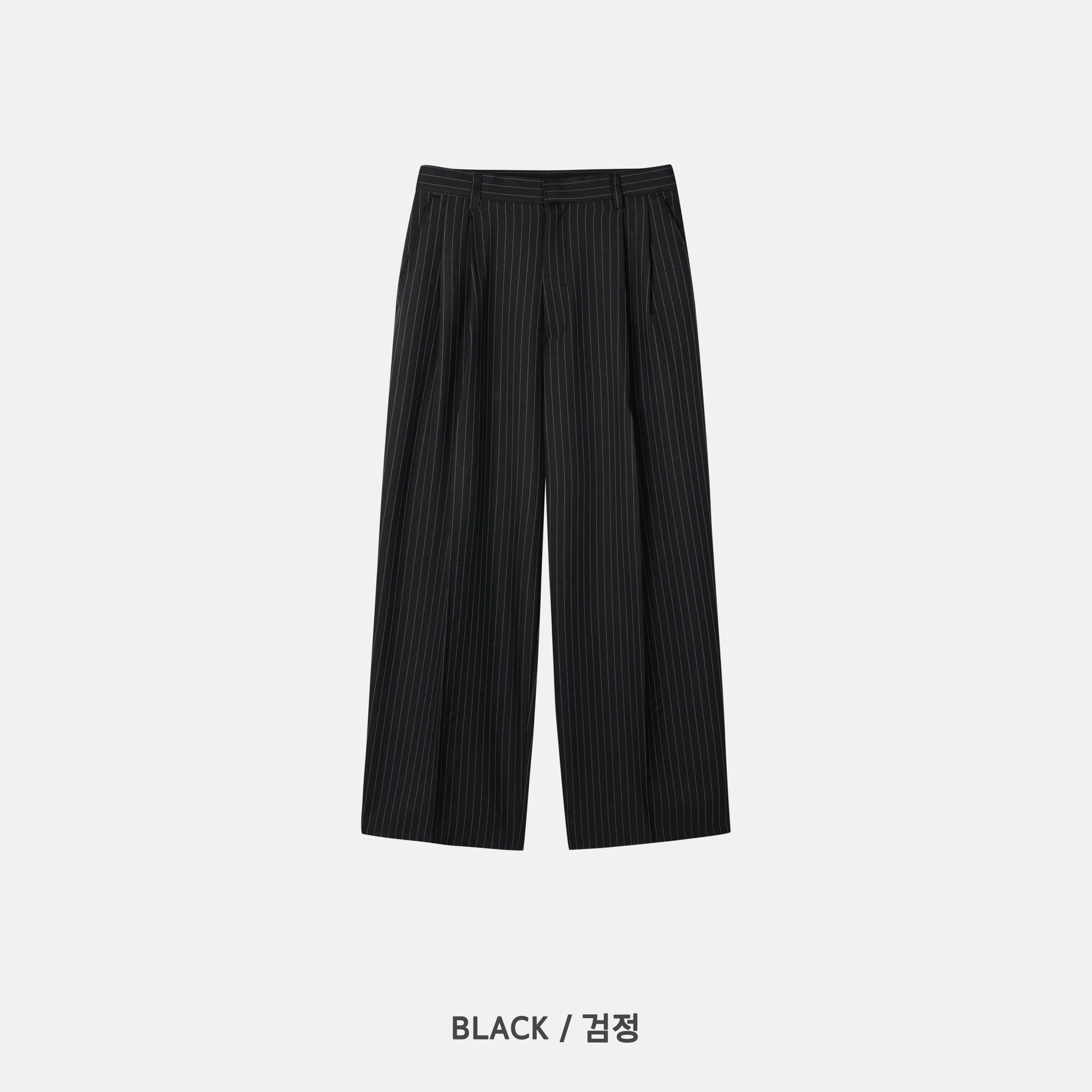 MAGNOLIA pinstripe wide-leg pleated trousers - STRIPE BLACK, flat lay
