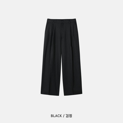 MAGNOLIA pinstripe wide-leg pleated trousers - STRIPE BLACK, flat lay
