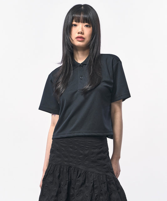 c wear mens crop pique polo shirt black クロップポロシャツ ブラック 着用 