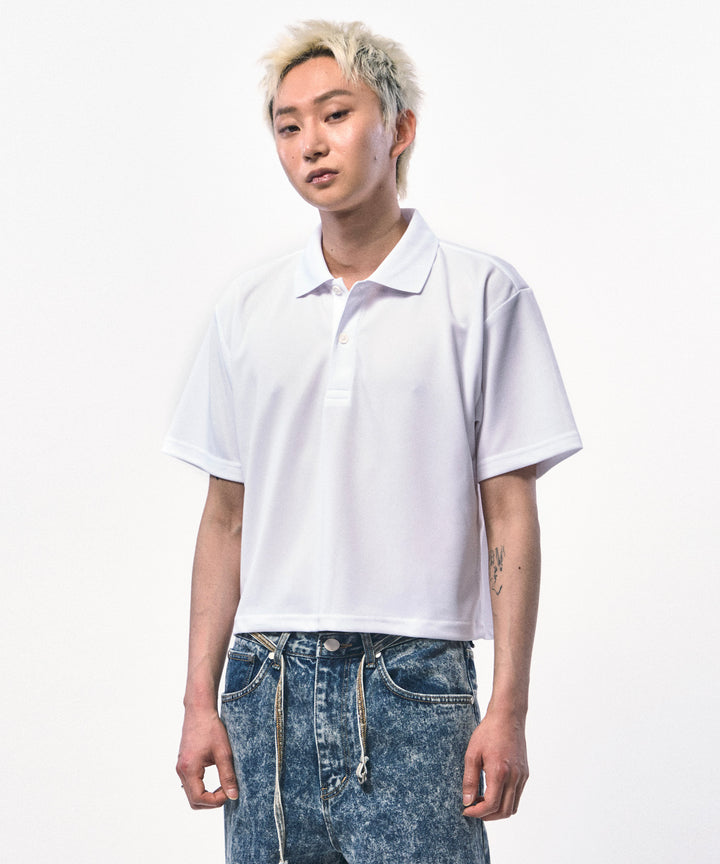 【C Wear シーウエア】MEN'S CROP PIQUE POLO SHIRT WHITE