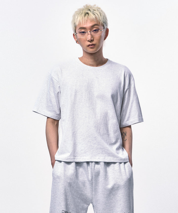 【C Wear シーウエア】MEN'S CROP T-SHIRT MELANGE WHITE