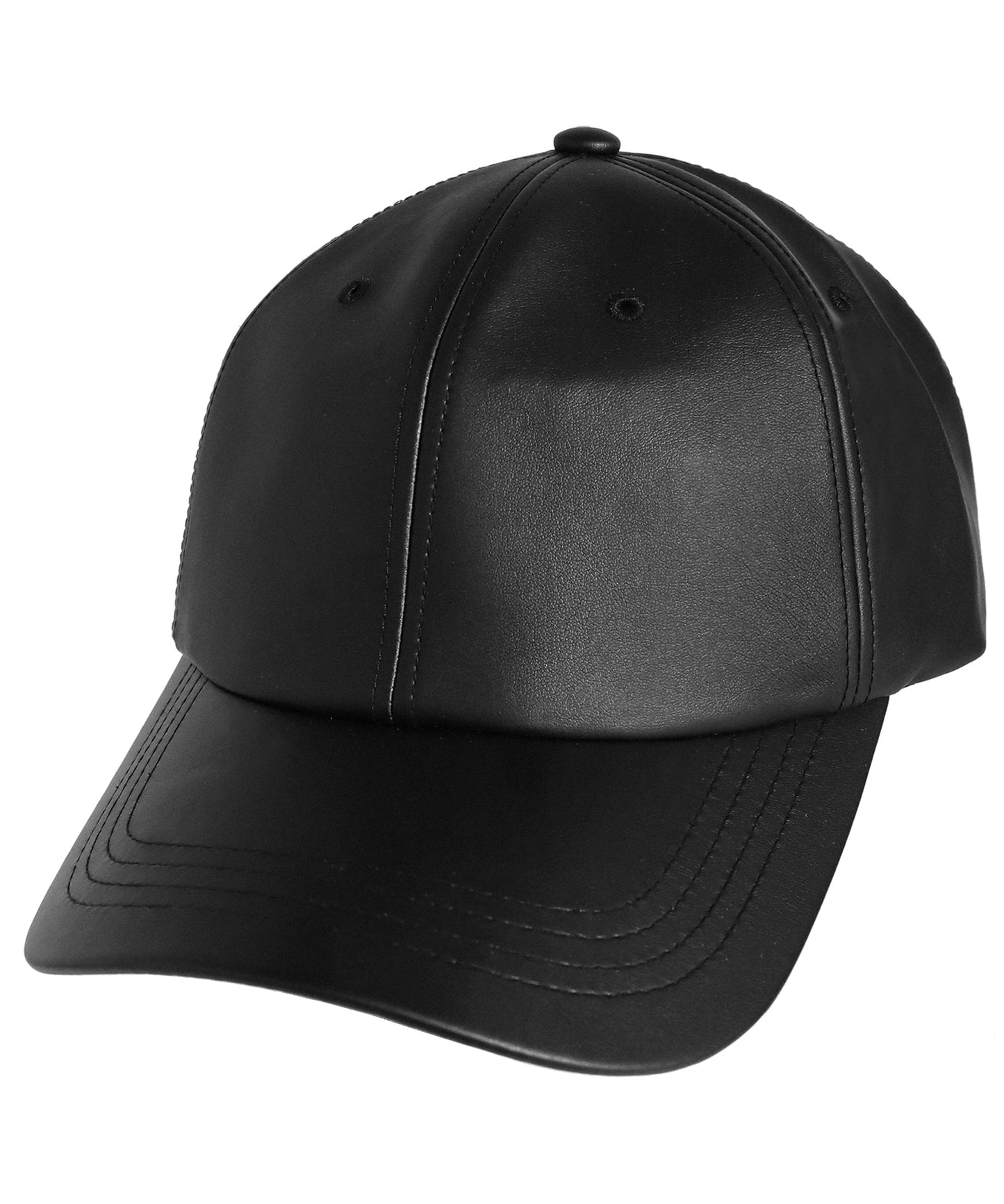 [C Wear] OVERSIZED LEATHER BALL CAP BLACK
