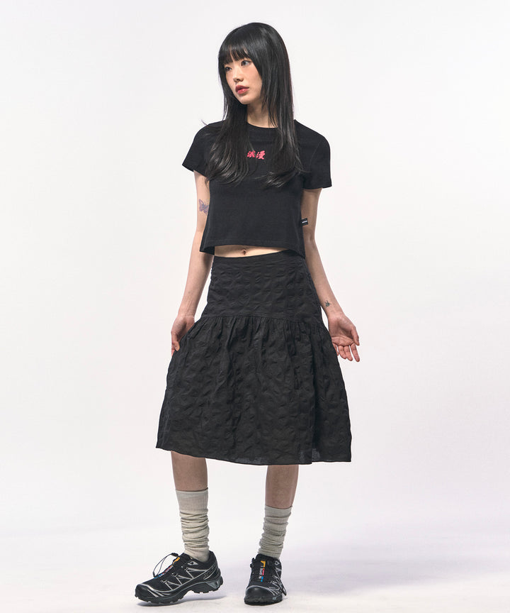 【C Wear シーウエア】浪漫 Romance CROP T-SHIRT BLACK