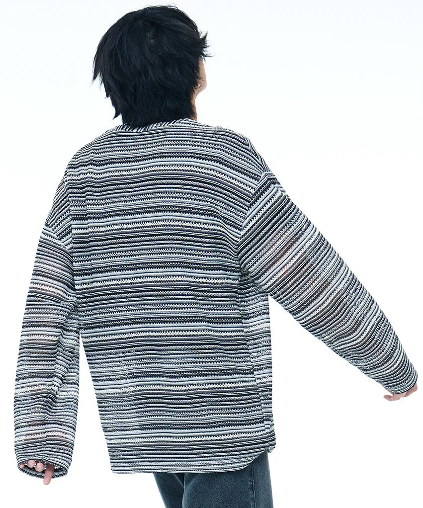 【C Wear シーウエア】SHEER CRAFT KNIT PULLOVER BLACK