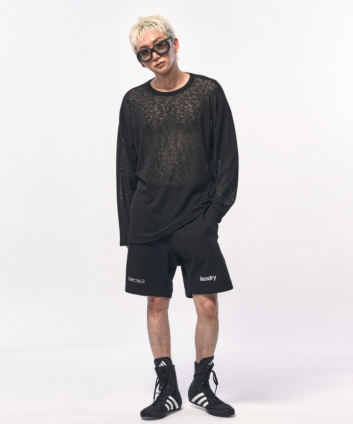 【C Wear シーウエア】SEE-THROUGH LONG SLEEVE T-SHIRT BLACK