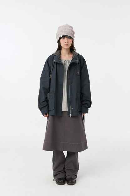 ROUND POCKET FISHTAIL JACKET, NAVY