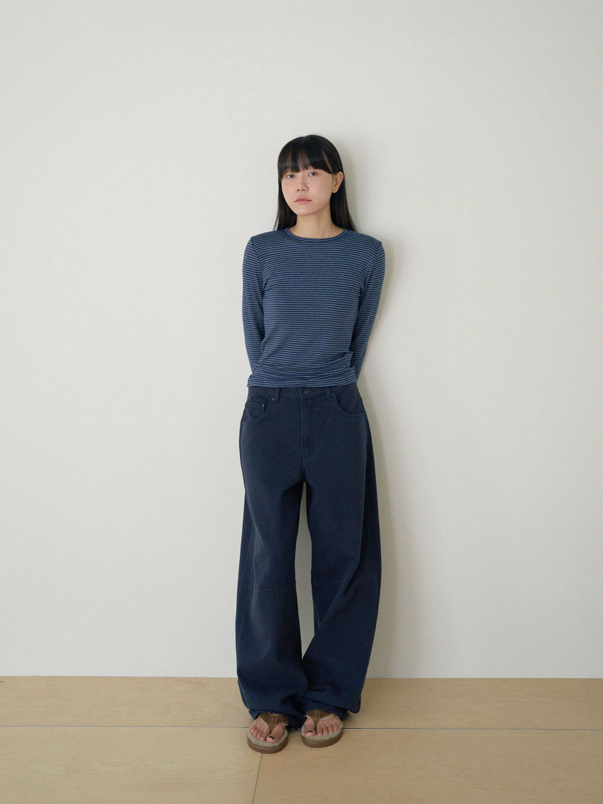 MARAN Cotton Twill Curved Pants - Navy 商品画像14/21
