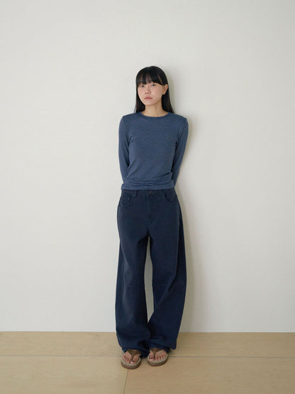 MARAN Cotton Twill Curved Pants - Navy 商品画像14/21