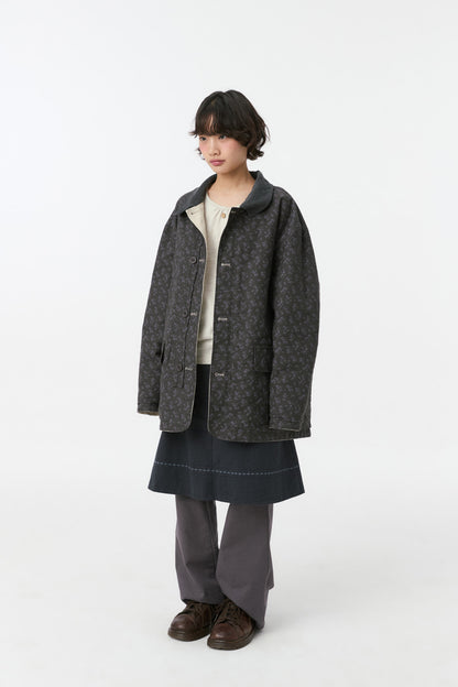 REVERSIBLE FLORAL COTTON JACKET, BEIGE