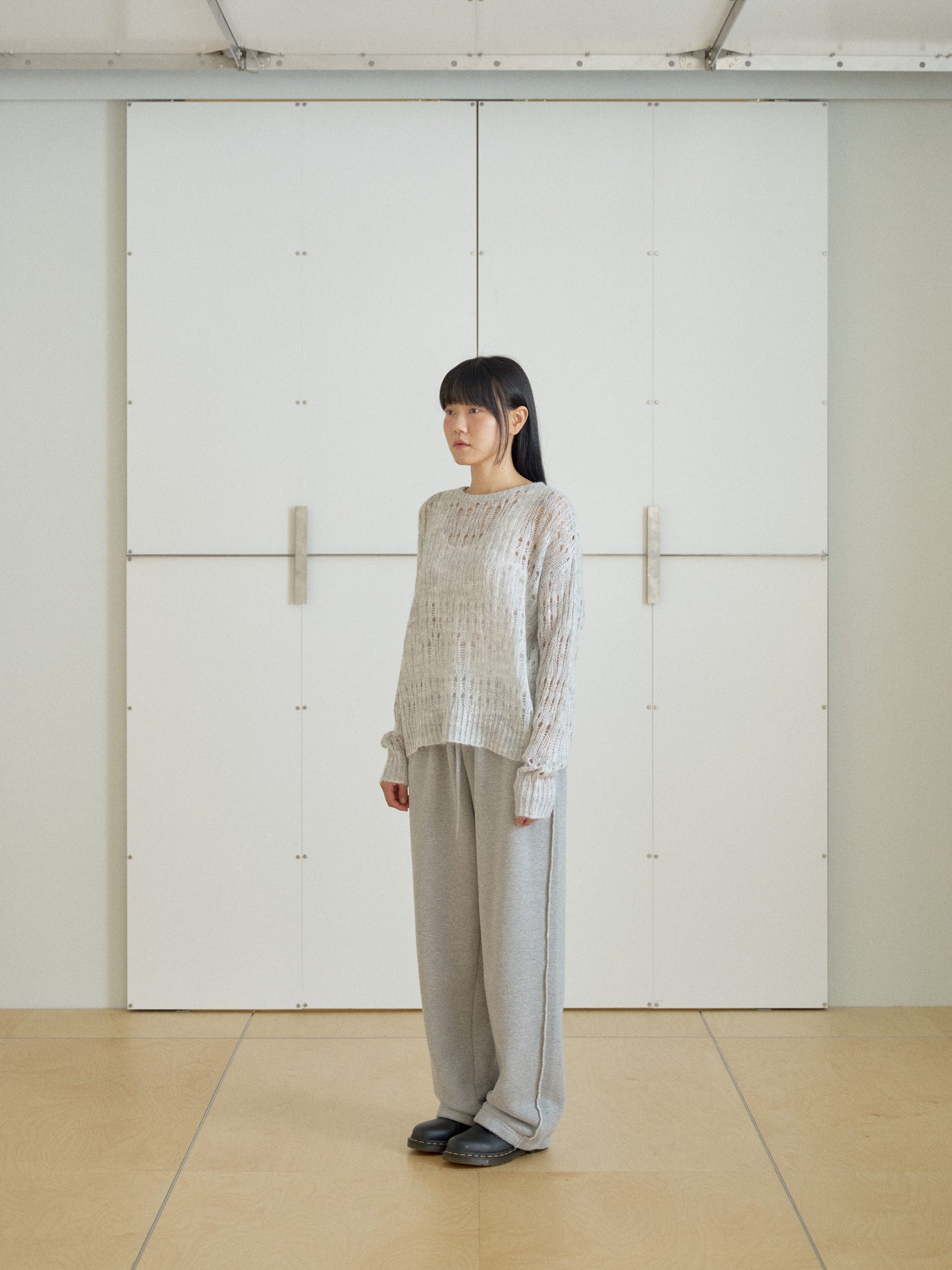 Mohair Punching Pullover-Gray