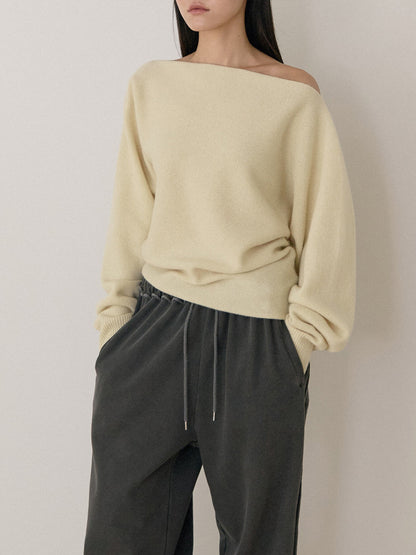 Flow Boat Neck Pullover - Pale Yellow 1