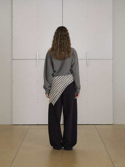 Stripe Square Scarf - Gray 8