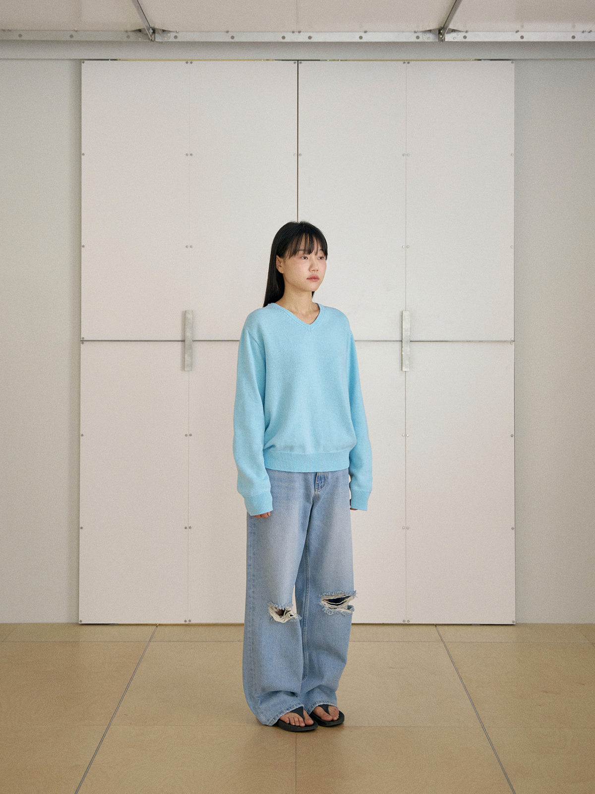 MARAN Knee Damage Denim Pants - Light Indigo 商品画像21/21