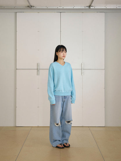 MARAN Knee Damage Denim Pants - Light Indigo 商品画像21/21