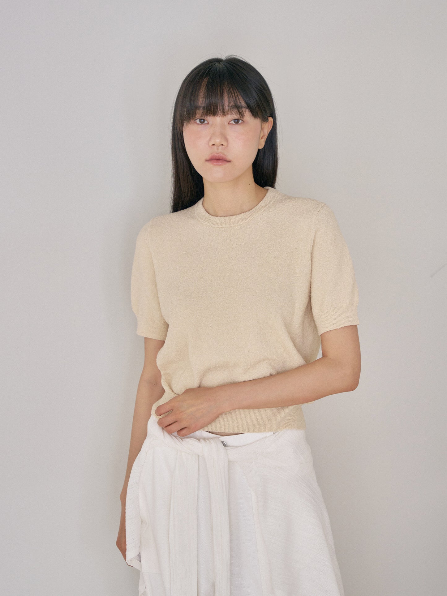 Boucle Round Half Sleeve - Beige