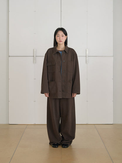 Cotton Twill Coverall Jacket - Brown 12