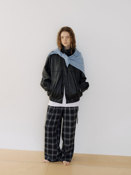 Side String Check Pants - Black 5