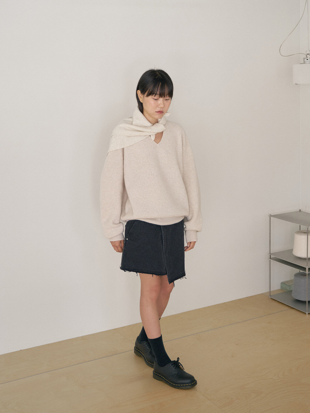 Cashmere Square Scarf - Oatmeal 3