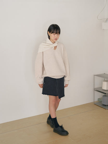 Cashmere Square Scarf - Oatmeal 3