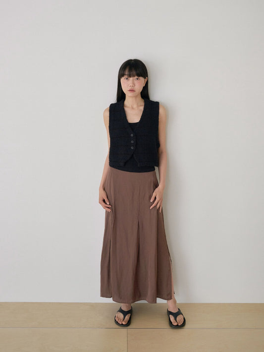 Sleeveless Button Cardigan - Black
