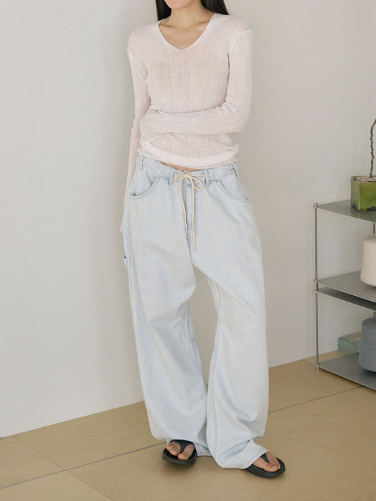 Oversize Trucker Pants - Ice Blue