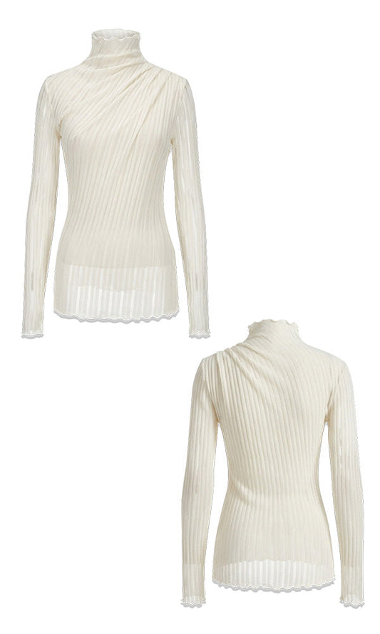 See-through turtleneck T-shirts Ivory (Ver. SS)