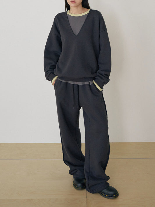Raw Edge Sweatshirt - Charcoal 2