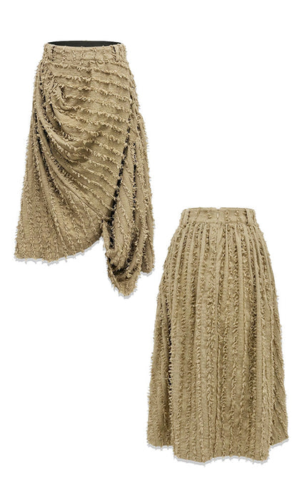 Ethnic drape long skirt Beige