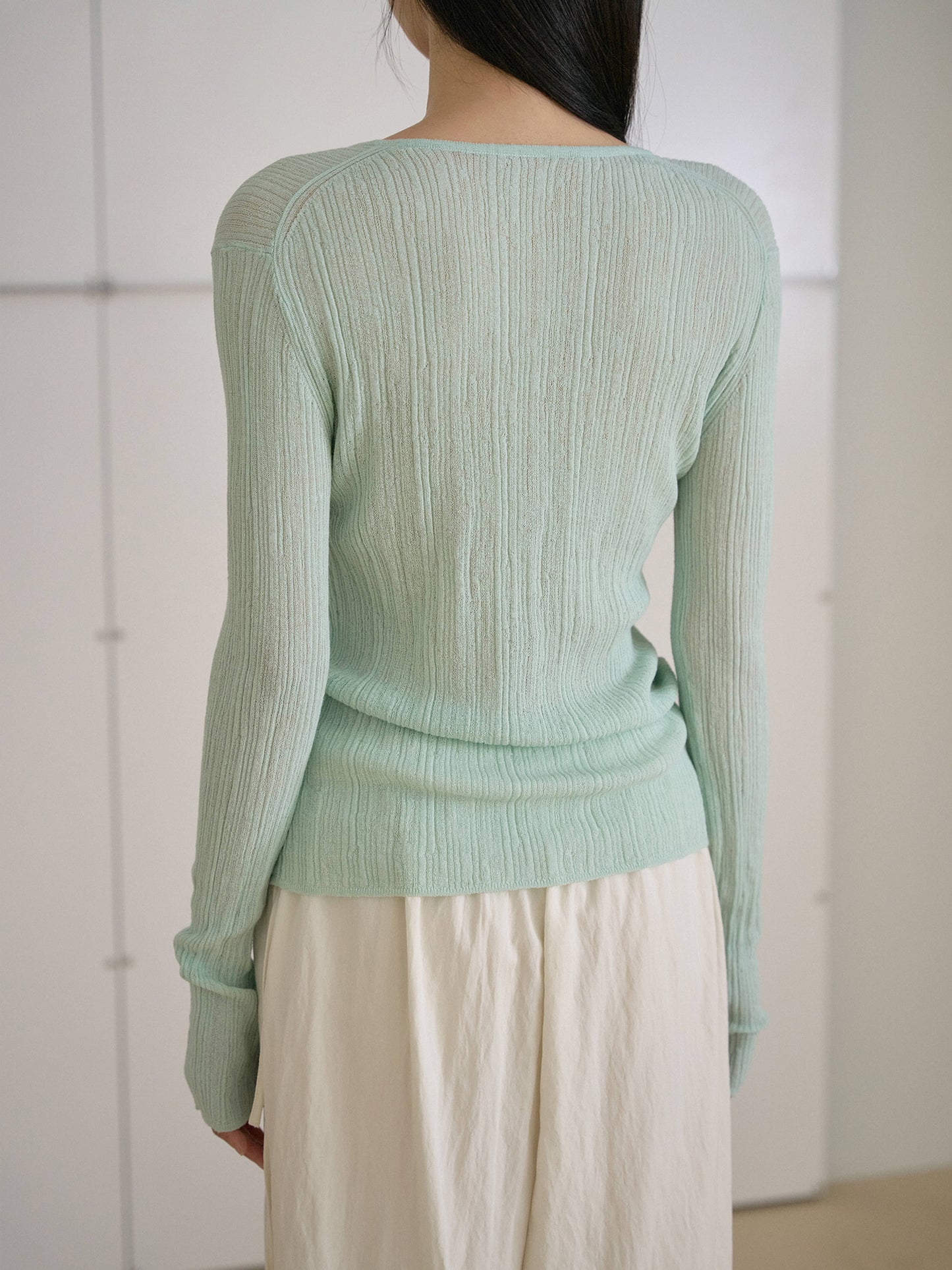 Multi Rib Cardigan - Mint