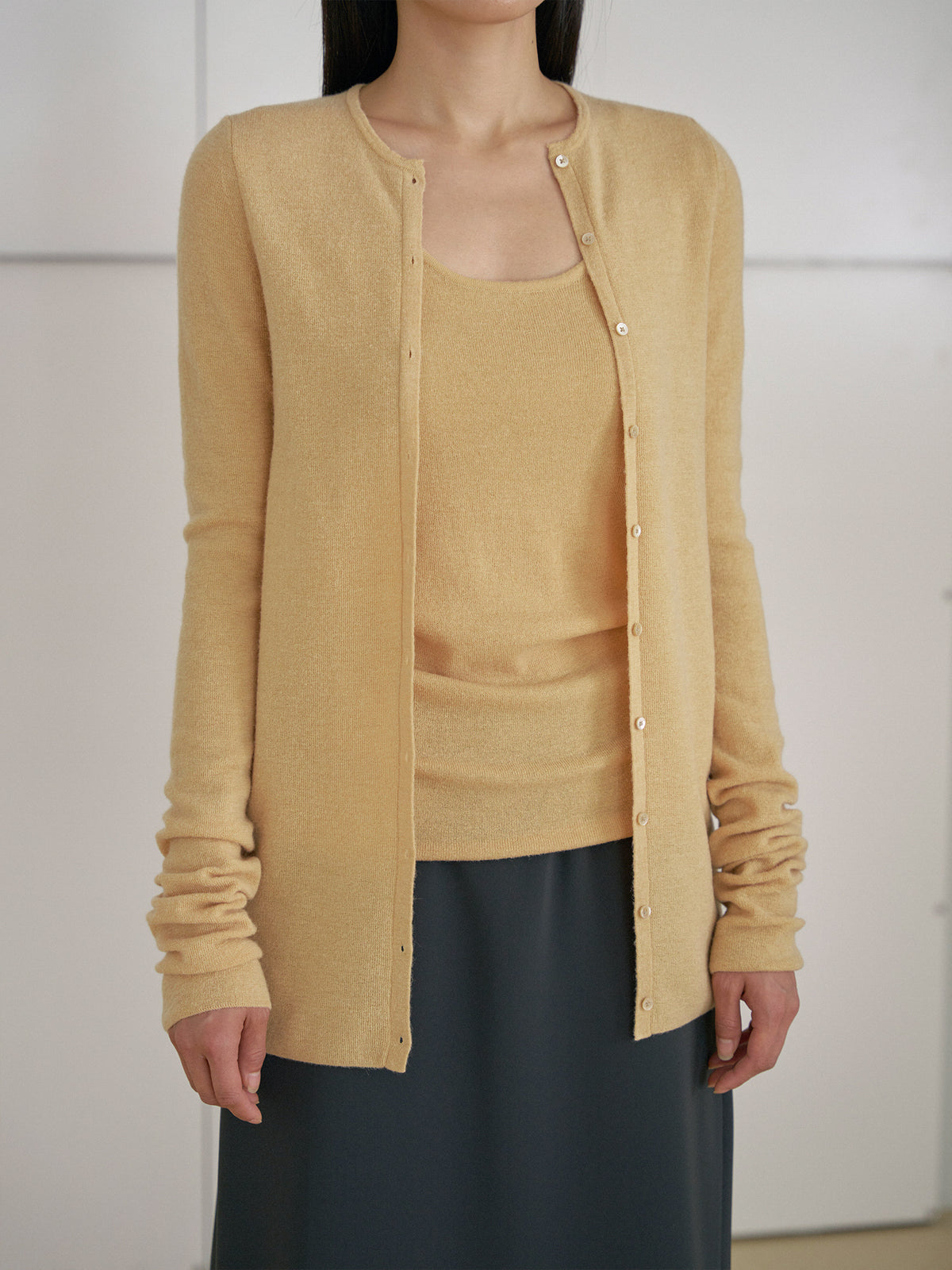 Alpaca Button Cardigan - Beige 10