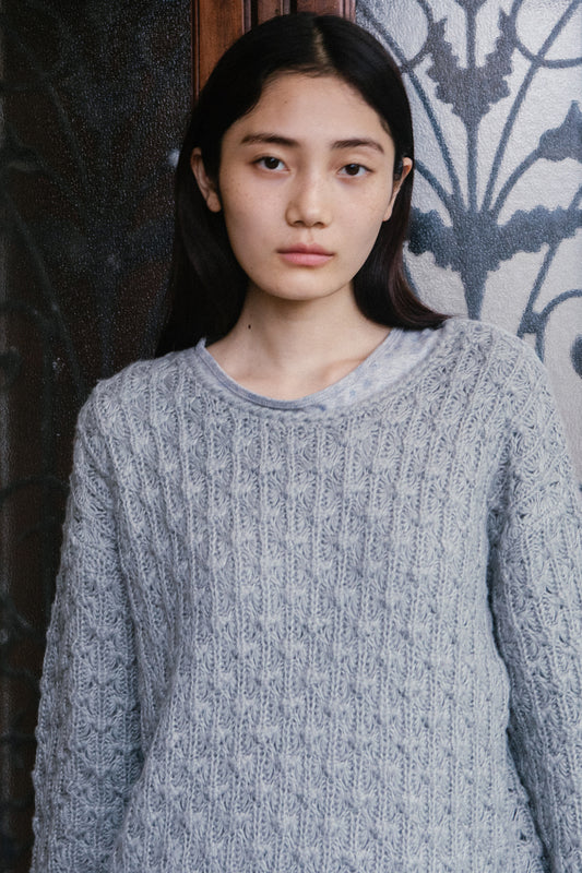 NUBBY TEXTURED HALF KNIT, CREAM