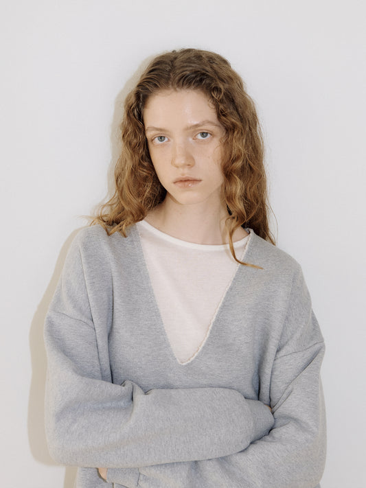 Raw Edge Sweatshirt - Gray 5