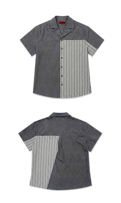 Ethnic Coloring Open Collar Shirts Grey (Ver. 26ss)