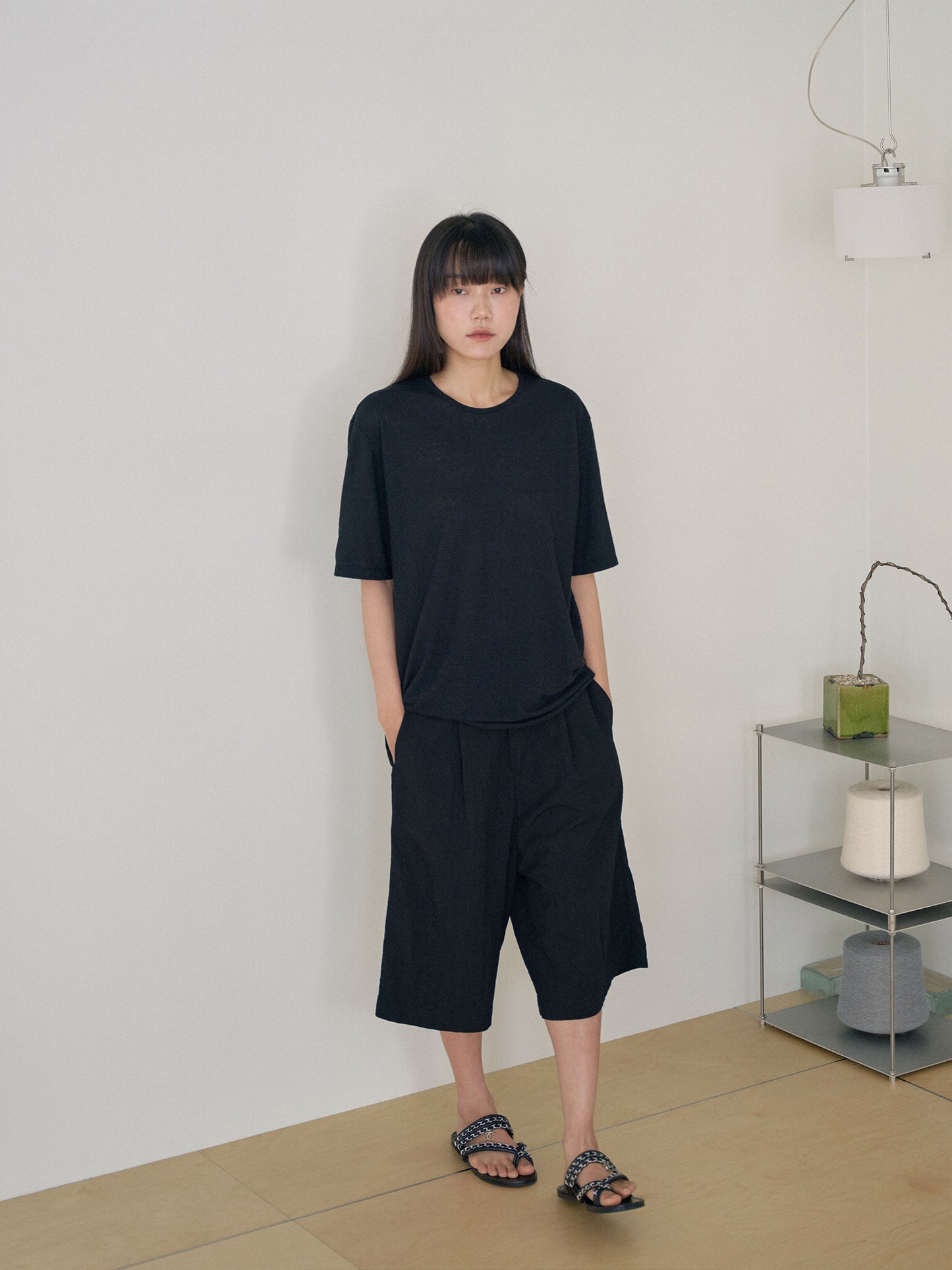 Linen Loose Short Sleeve - Black