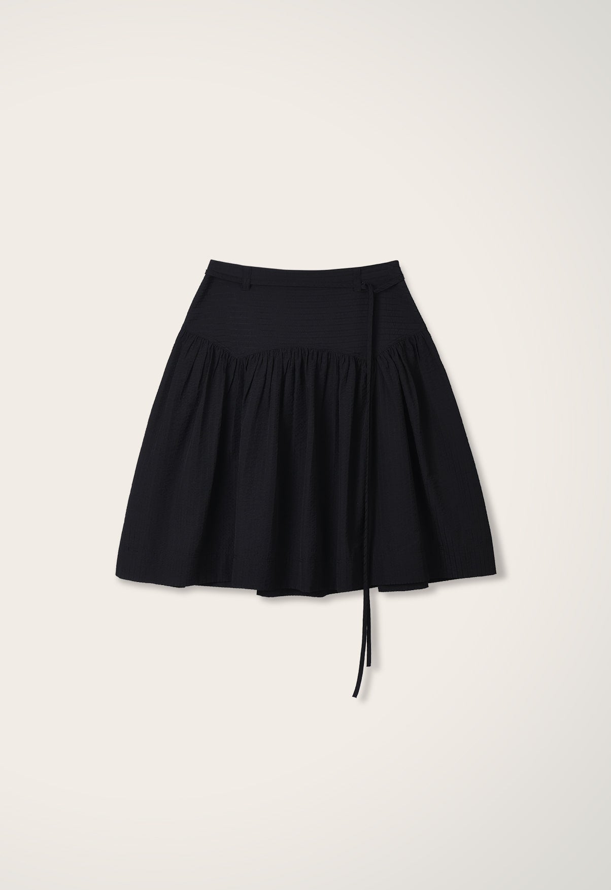 Wendy Shirring Skirt STRIPE BLACK