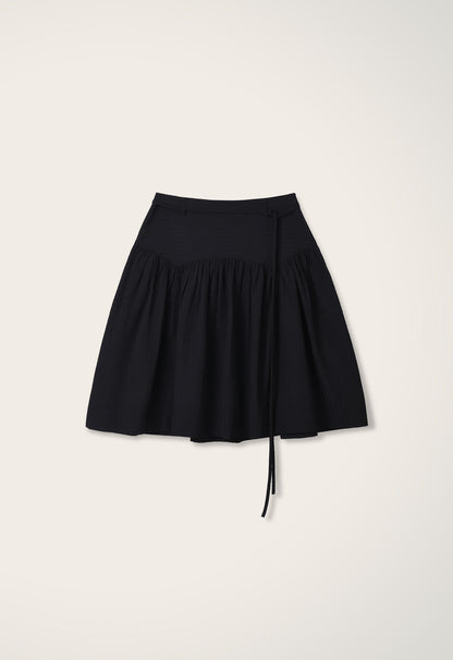 Wendy Shirring Skirt STRIPE BLACK