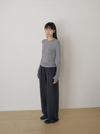 Rib Stripe Long Sleeve - Gray 10
