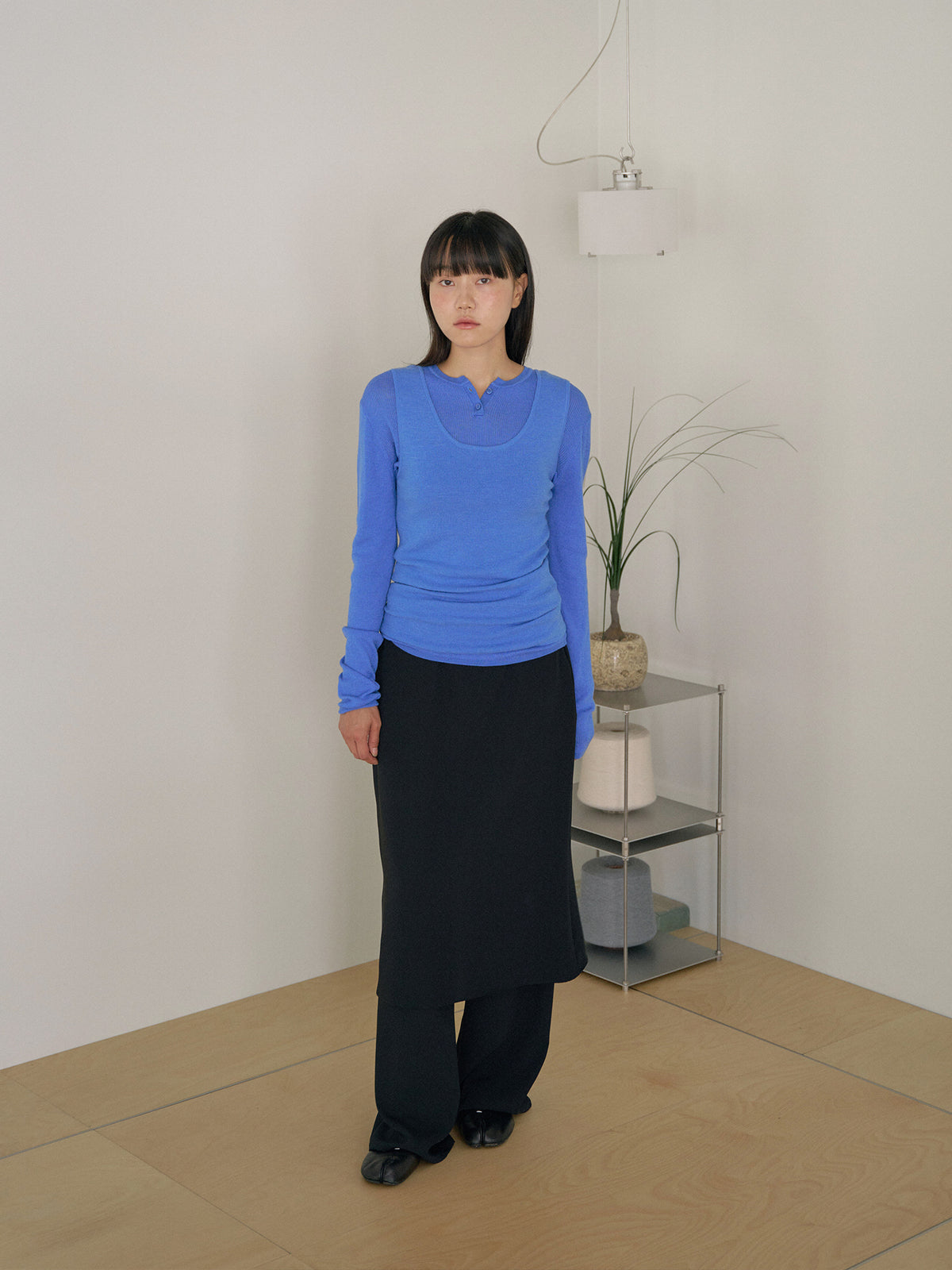Henley Neck Pullover - Blue 8