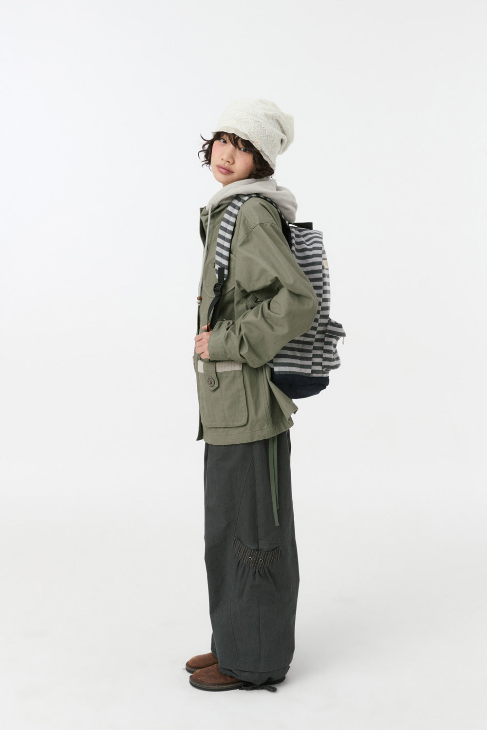 JERSEY STRIPE BACKPACK, CHARCOAL