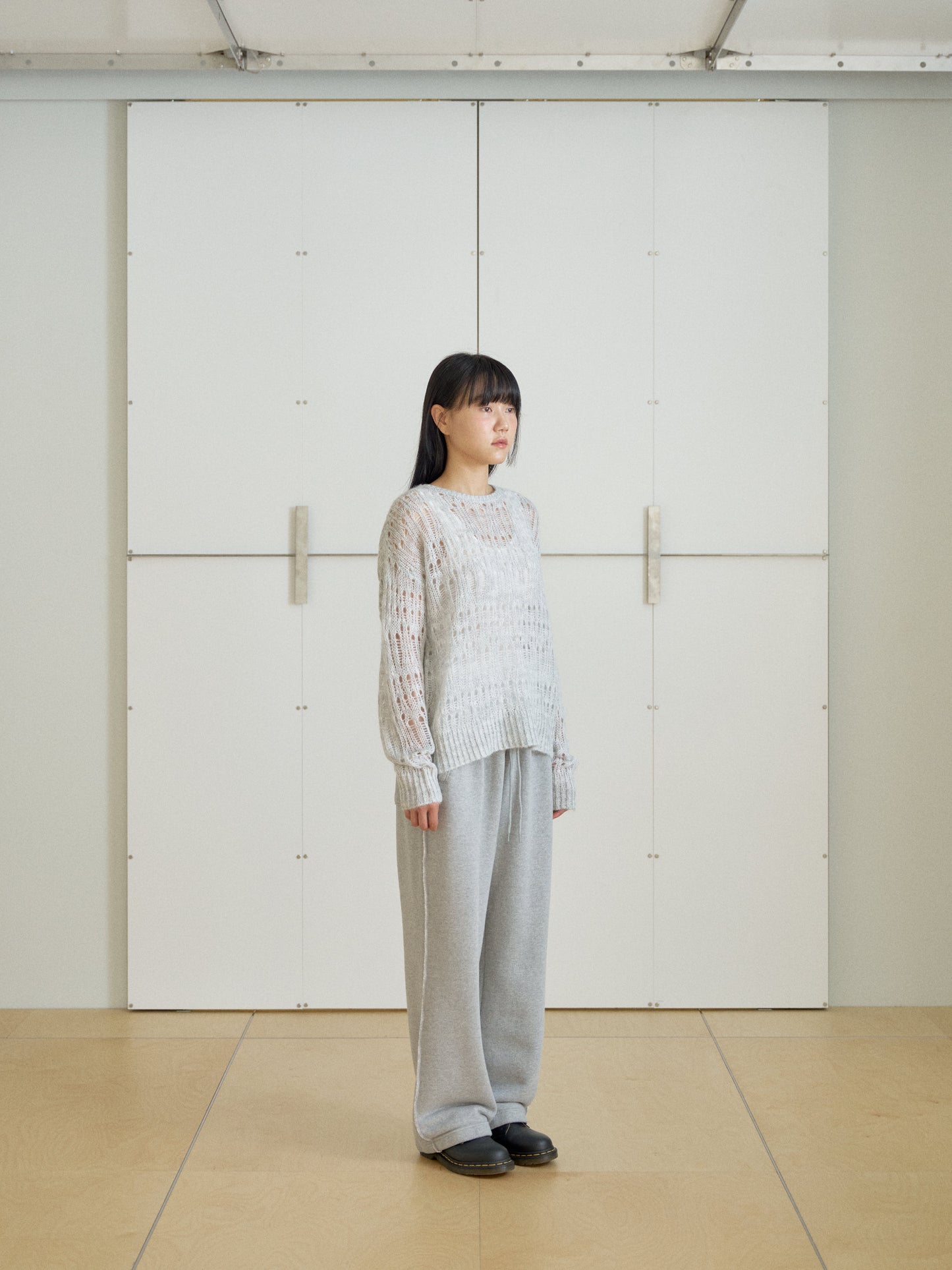 Mohair Punching Pullover-Gray