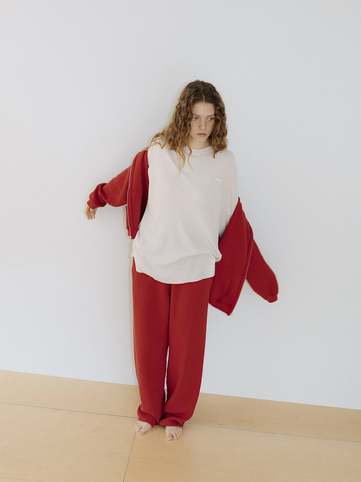 Current Waffle Hoodie Zip-up - Red 4