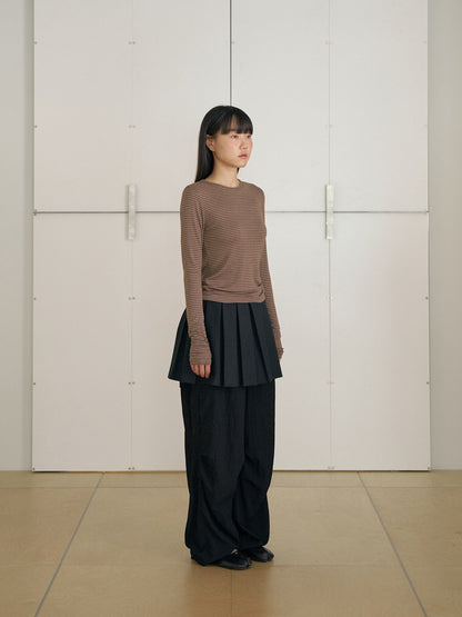 MARAN Rib Stripe Long Sleeve - Brown 商品画像17/21
