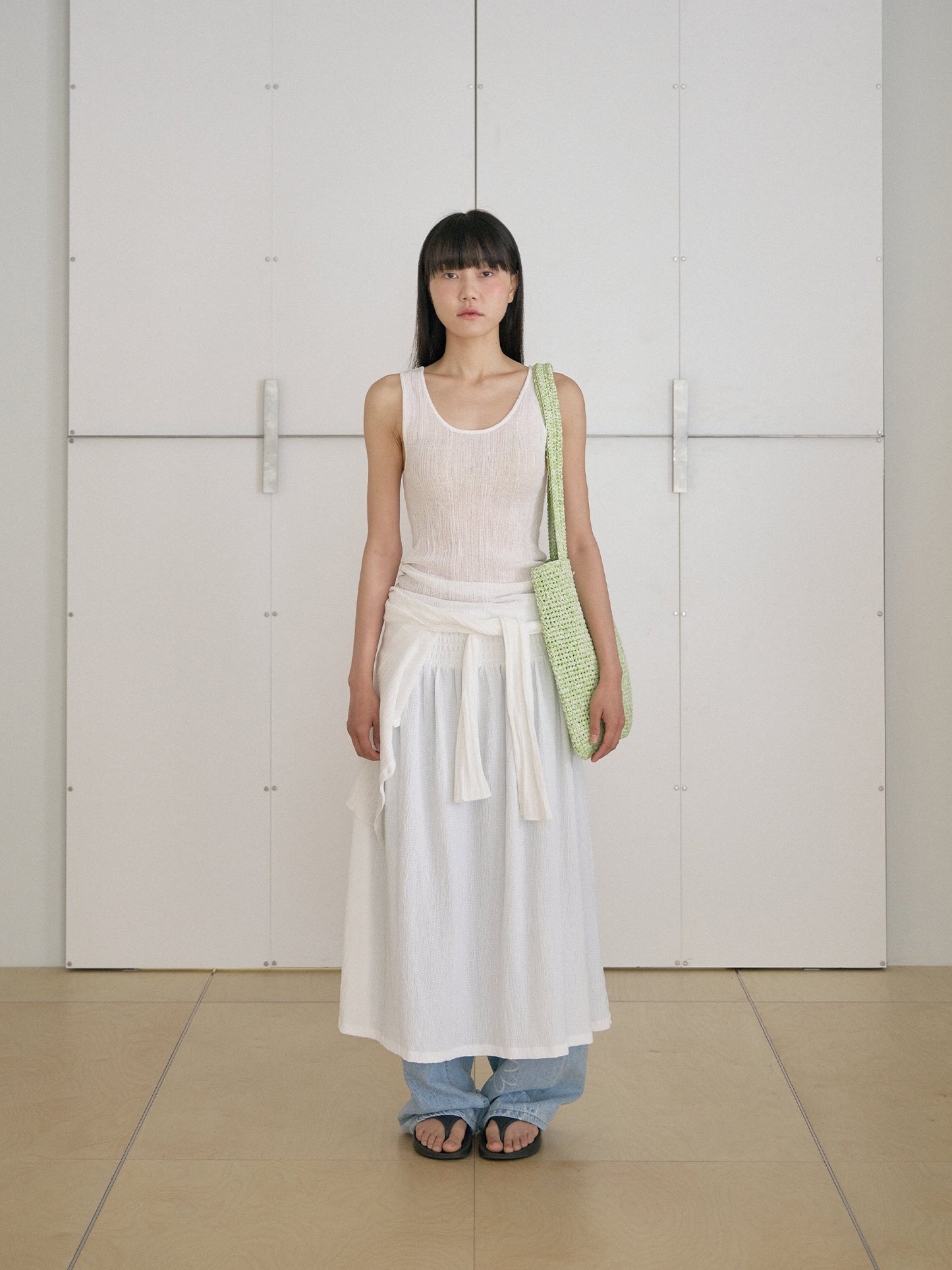 Handmade Paper Knit Bag - Green